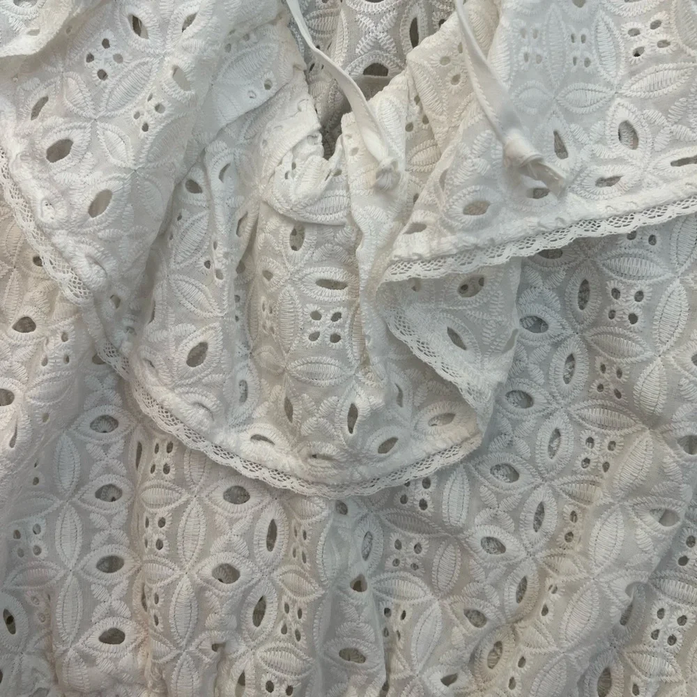Anthropologie White Eyelet Ruffle Blouse